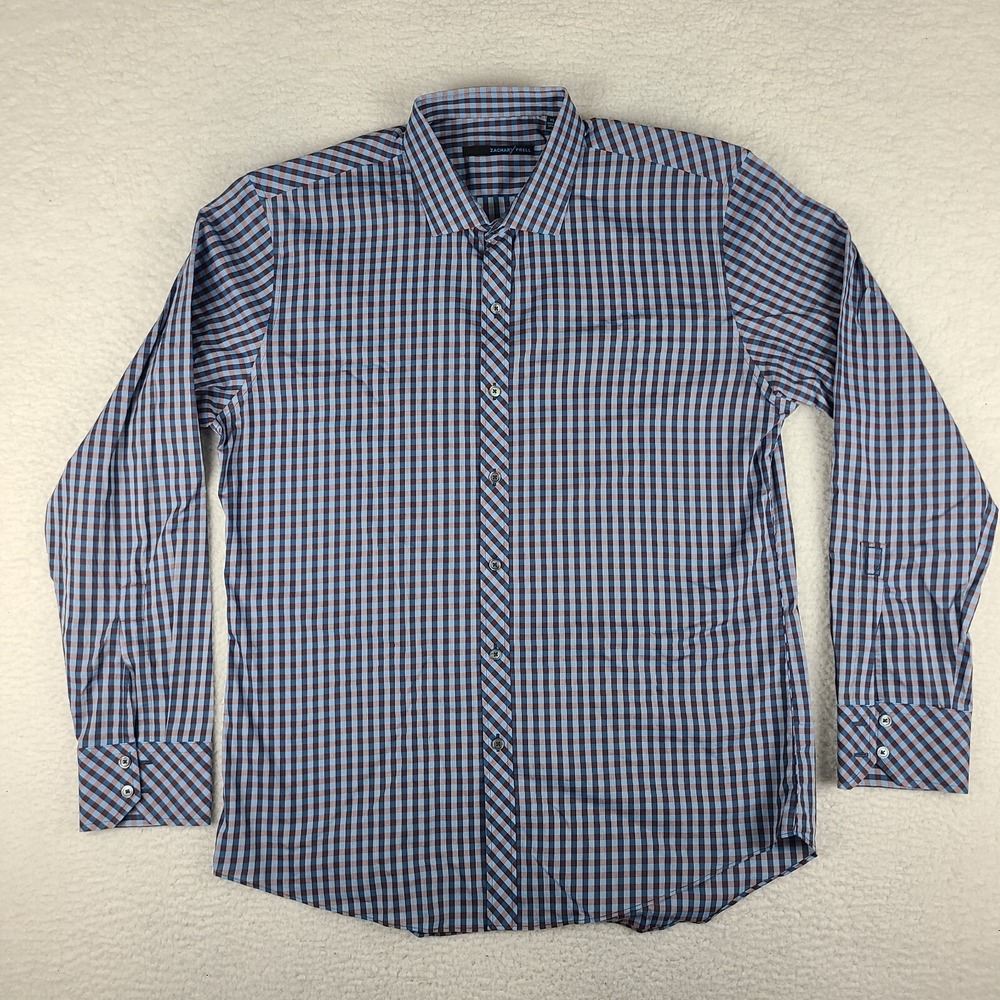 Zachary Prell Shirt Mens XL Multi Color Gingham‎ Check Dress Button Up EC